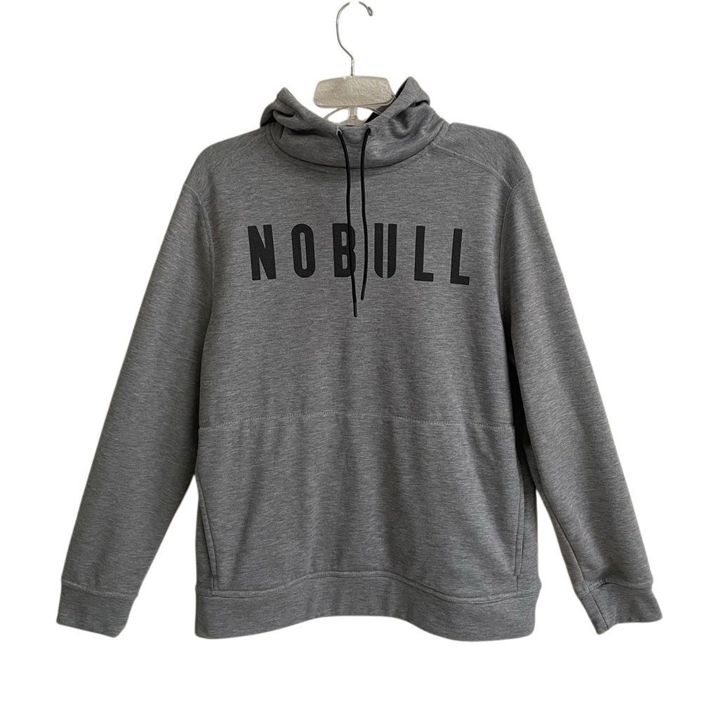 Nobull Performance Hoodie Women’s L Charcoal Grey Drawstring Fleece Lined‎